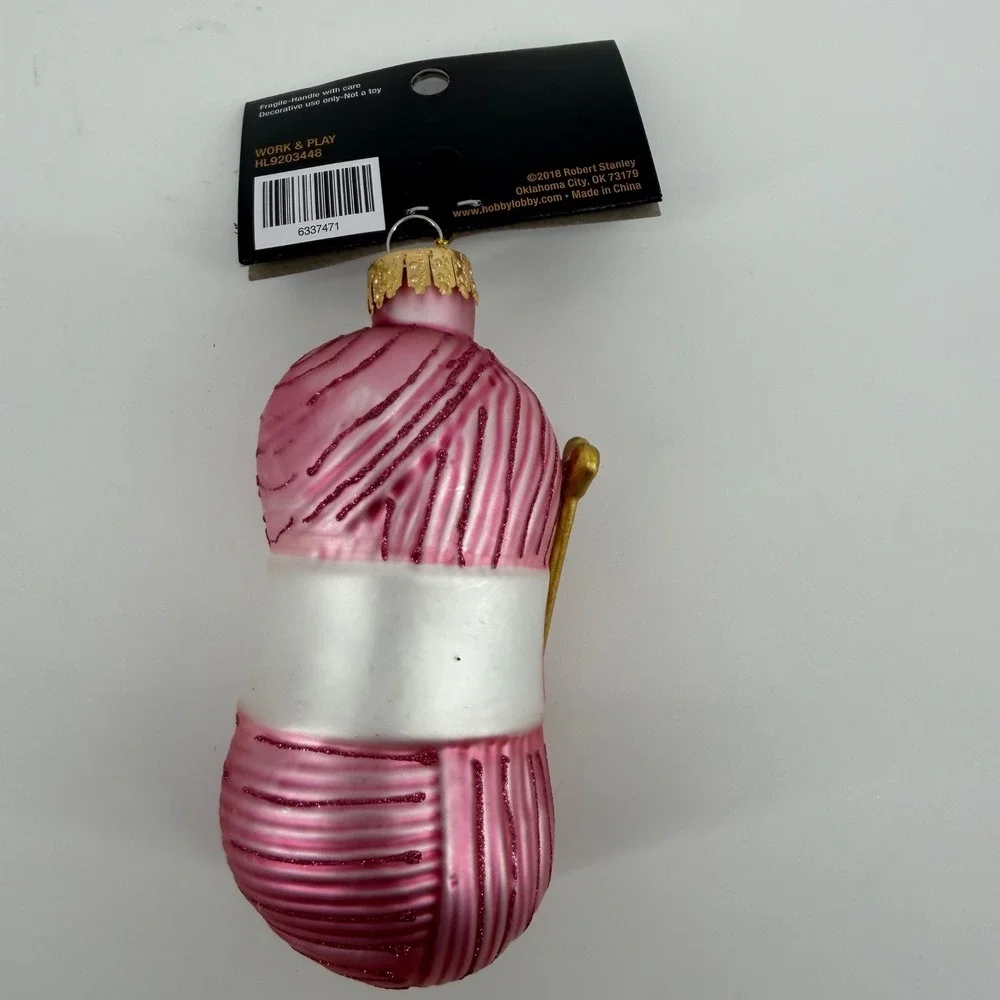 Robert Stanley Glass Christmas Yarn Ornament All You Knit Is Love 4.38